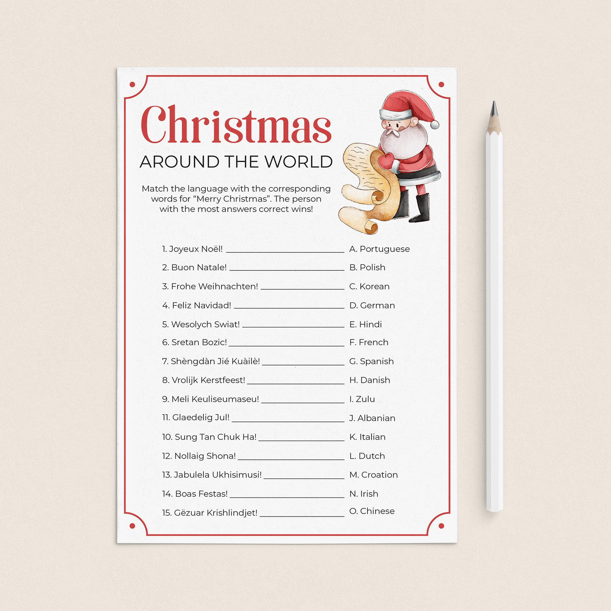 Christmas Family Game with Answer Key by LittleSizzle