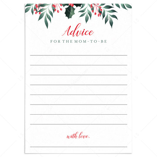 Christmas Baby Shower Advice Cards Printable by LittleSizzle
