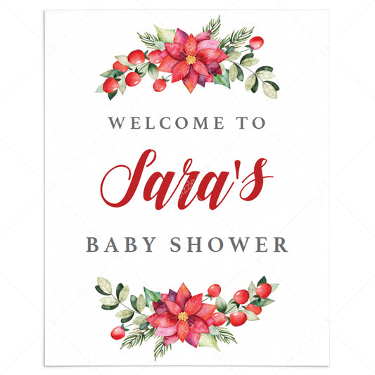 Holiday Baby Shower Welcome Sign Template by LittleSizzle
