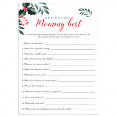 Christmas Baby Shower Game Who Knows Mommy Best Printable by LittleSizzle