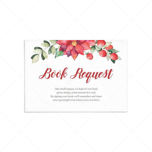 Red and Green Baby Shower Book Request Card Template by LittleSizzle