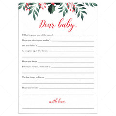 Holiday Theme Baby Shower Wishes Cards Printable by LittleSizzle