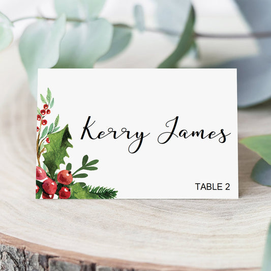 Christmas table decor printable place card template by LittleSizzle