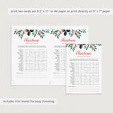 Greenery Christmas Word Search Game Printable