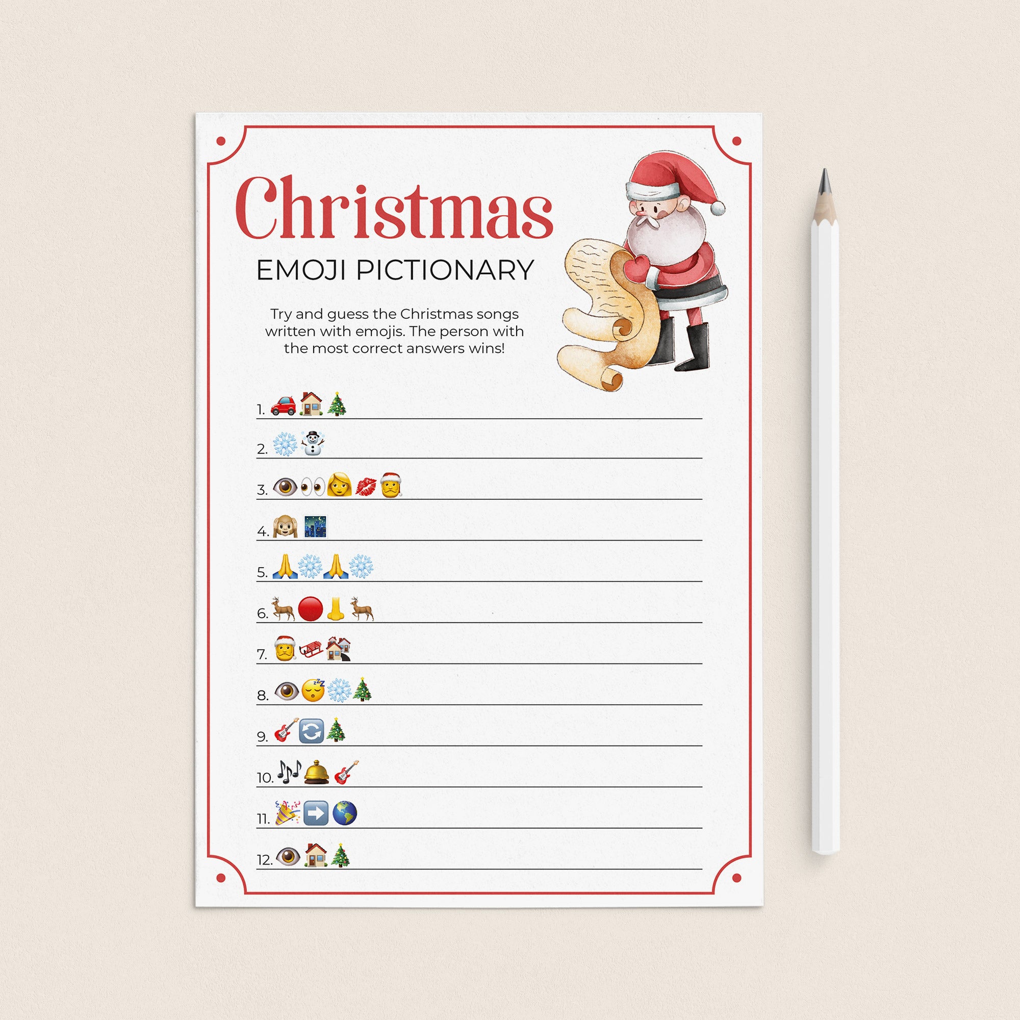 Christmas Emojis Game Printable by LittleSizzle