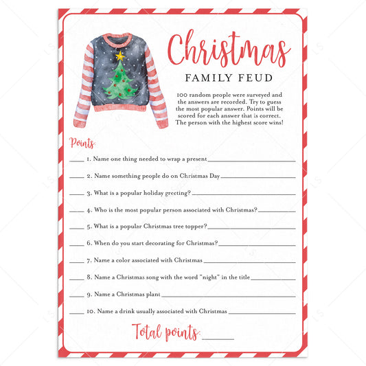 Family Feud Christmas Game Printable by LittleSizzle