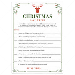 Christmas Family Feud Game Questions and Answers Printable by LittleSizzle