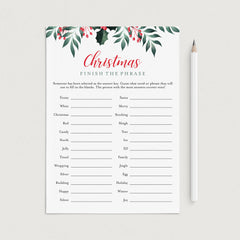 Holiday Game For Groups Printable Finish My Phrase by LittleSizzle