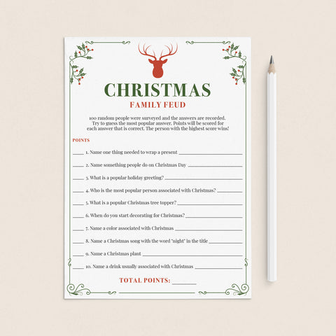 Christmas Family Feud Game Questions and Answers Printable – LittleSizzle