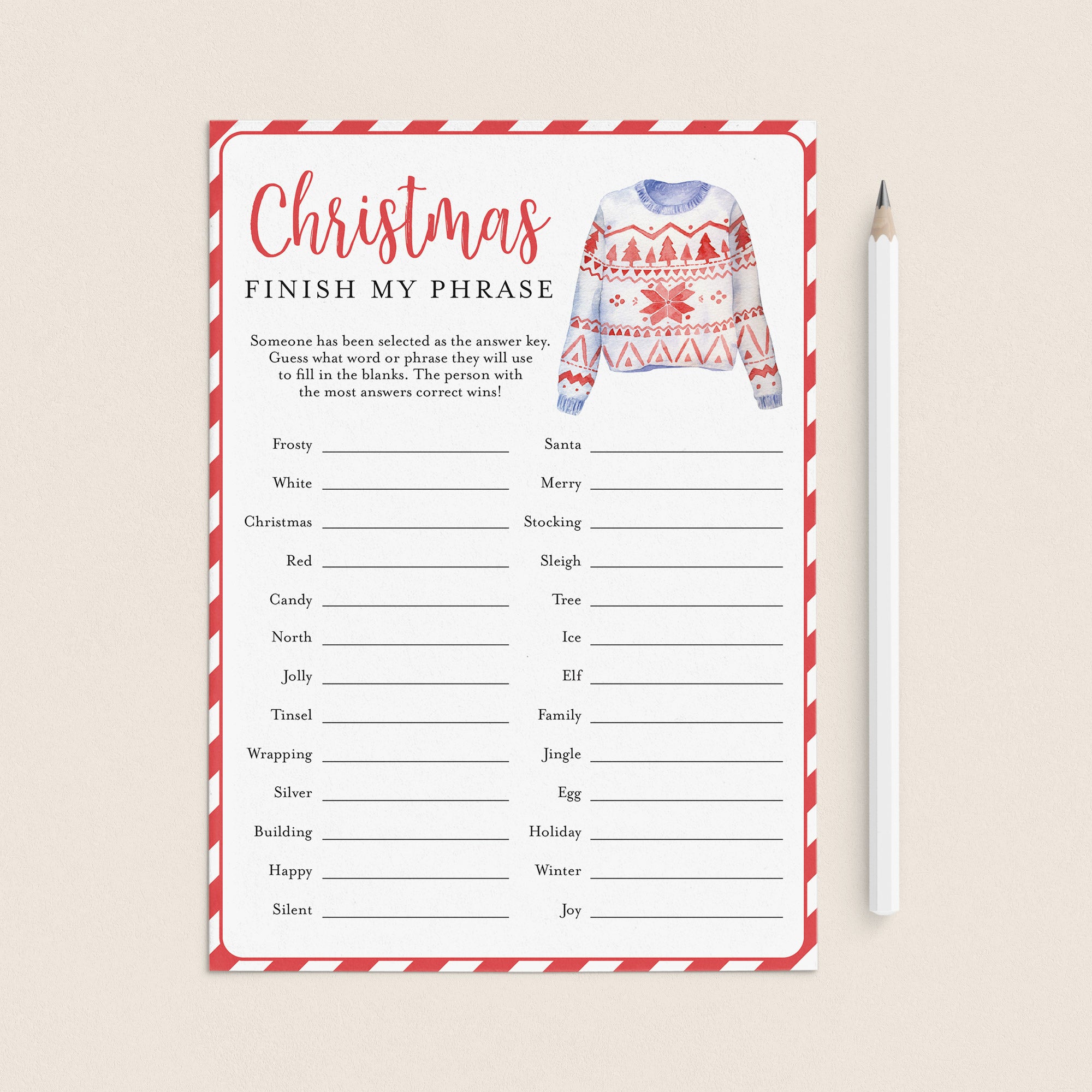 Ugly Sweater Christmas Party Game for Groups Printable by LittleSizzle