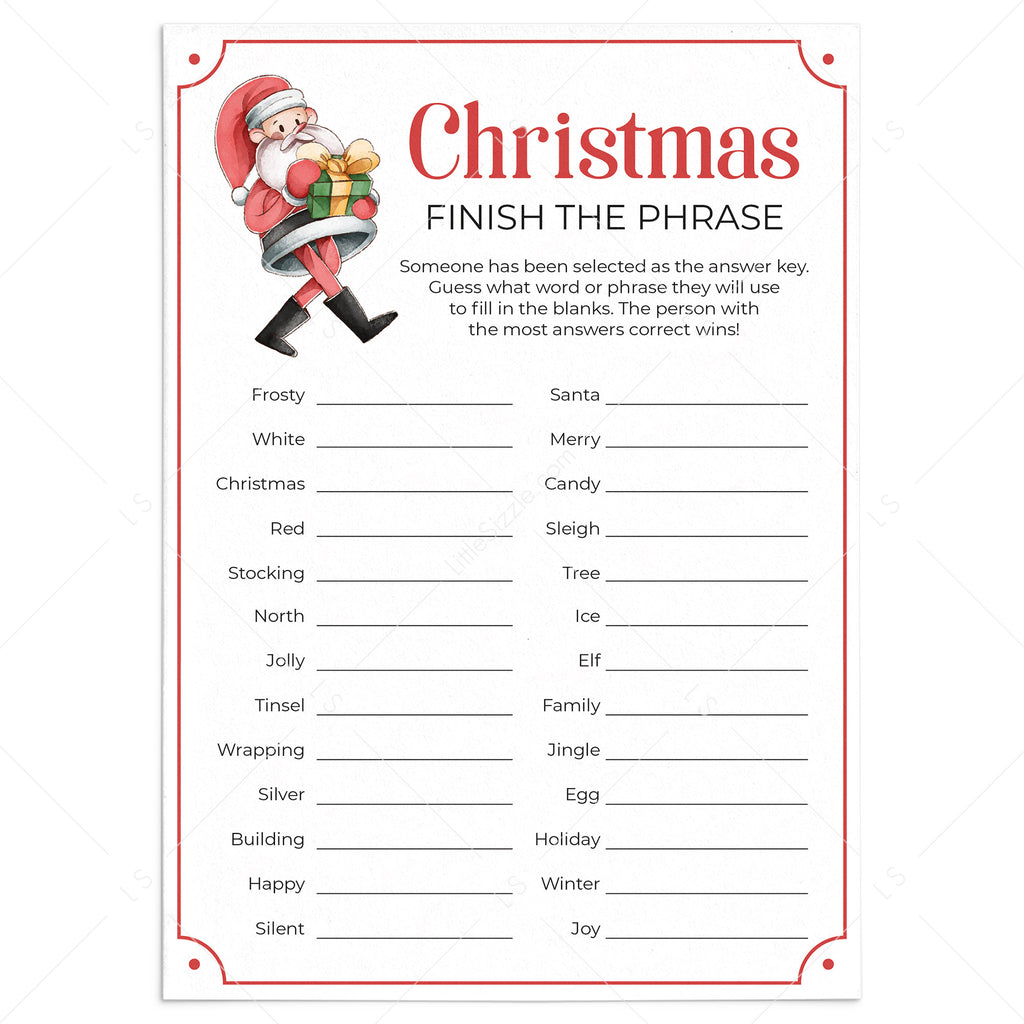 Printable Finish The Phrase Christmas Game | Instant Download – LittleSizzle printable-finish-the-phrase-christmas-game-instant-download-littlesizzle
