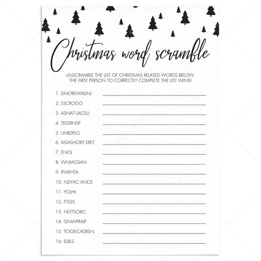 Christmas Game For Kids Word Scramble Printable by LittleSizzle