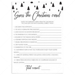 Black and White Christmas Carol Game Printable | Instant Download ...