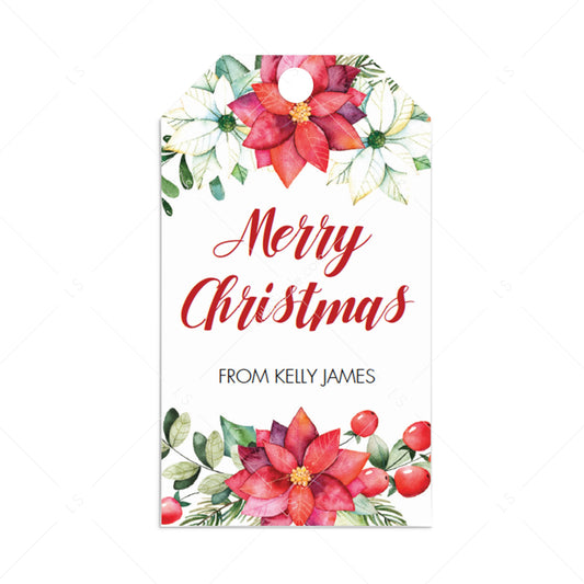 Floral Christmas Gift Tag Template by LittleSizzle