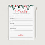 Holiday Theme Wedding Well Wishes Cards Printable by LittleSizzle