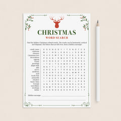 Word Search Christmas Game Printable