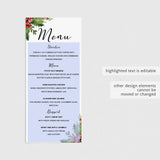 Christmas menu card printable by LittleSizzle