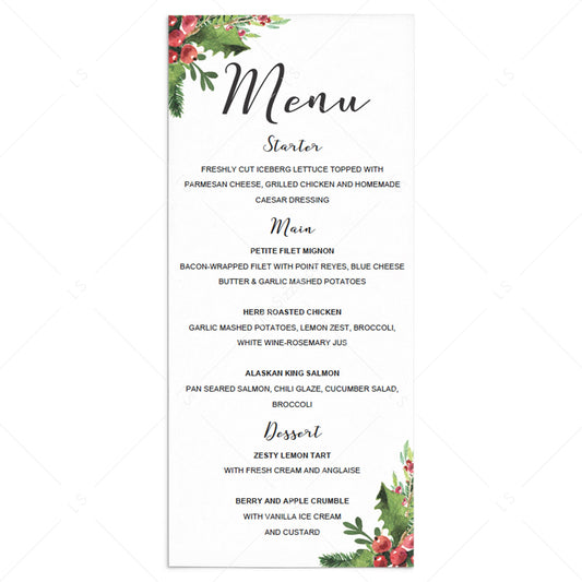 Christmas menu card template by LittleSizzle
