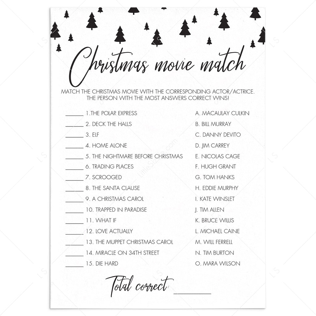 Christmas Movie Match Game Printable in Black and White – LittleSizzle christmas-movie-match-game-printable-in-black-and-white-littlesizzle