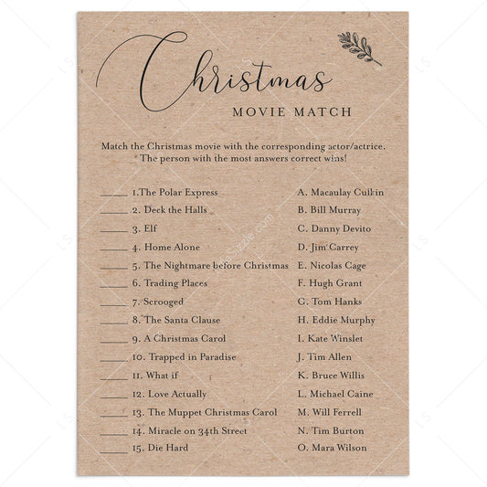 Rustic Christmas Game Printable Movie Trivia by LittleSizzle