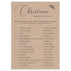 Rustic Christmas Game Printable Movie Trivia by LittleSizzle
