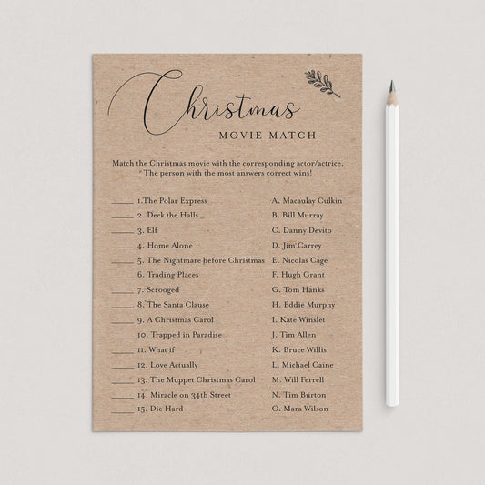 Rustic Christmas Game Printable Movie Trivia by LittleSizzle