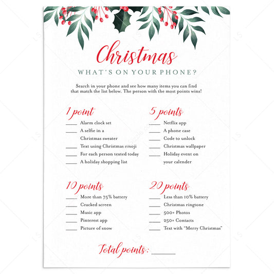 Christmas What's On Your Phone Game Printable by LittleSizzle