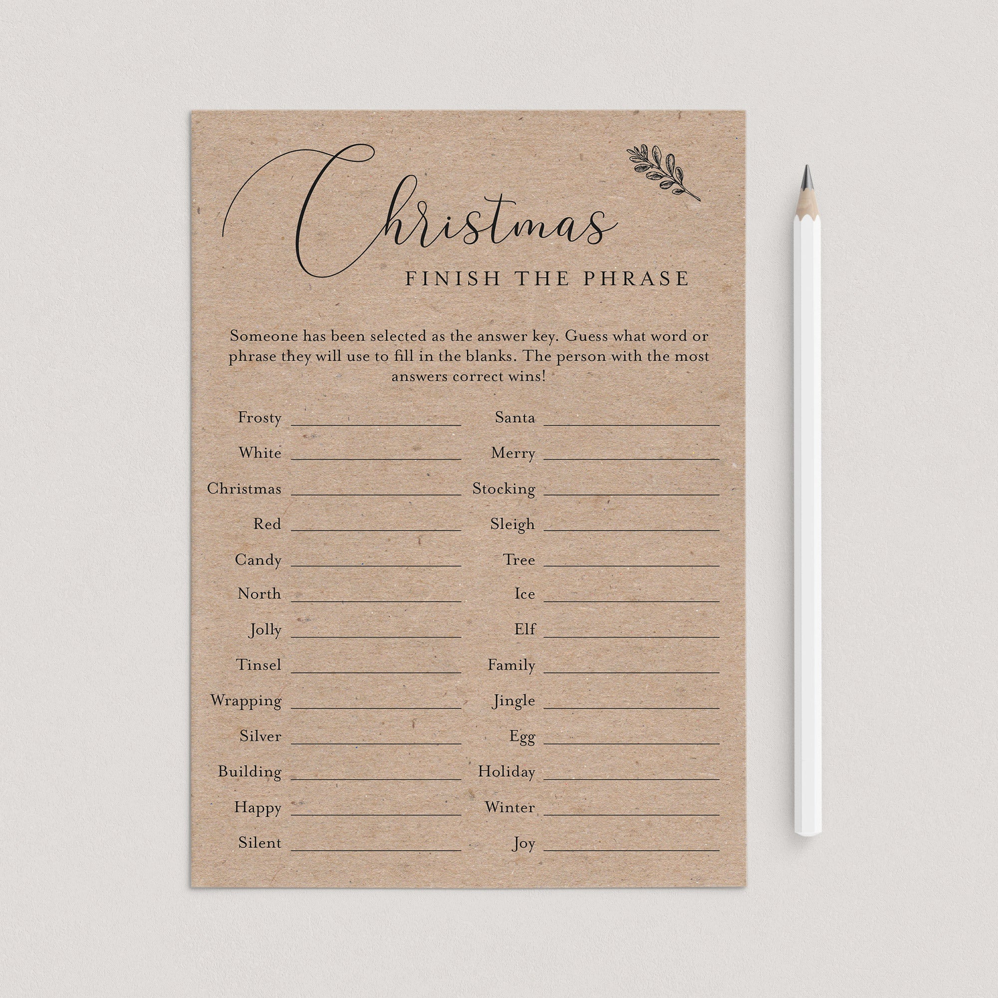 Christmas Office Party Game Finish The Phrase Printable by LittleSizzle