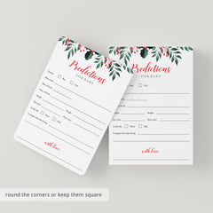 Holiday Greenery Baby Shower Predictions Card Printable