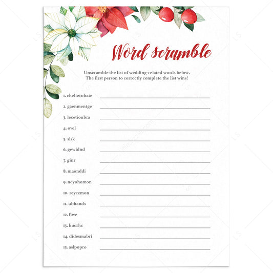 Winter Wedding Word Scramble Game Instant Download by LittleSizzle
