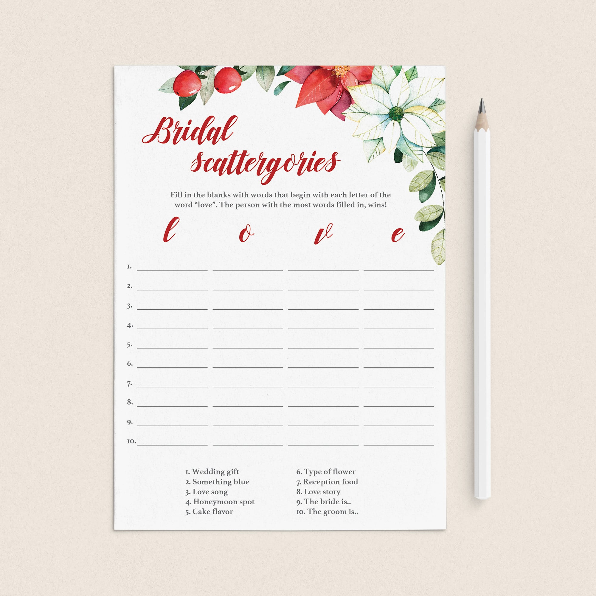 Fun Christmas Bridal Shower Game Printable by LittleSizzle