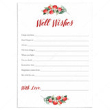 Winter Wedding Well Wishes Cards Printable