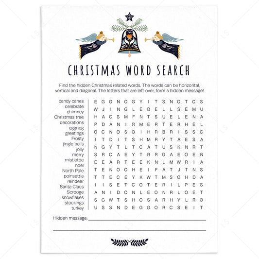 Word Search Christmas Themed Party Game Printable by LittleSizzle