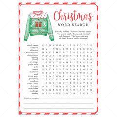 Christmas Word Find Game with Answer Key Printable by LittleSizzle