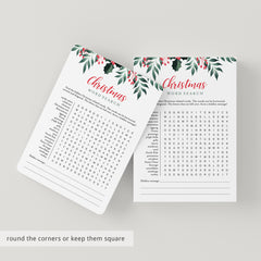 Greenery Christmas Word Search Game Printable
