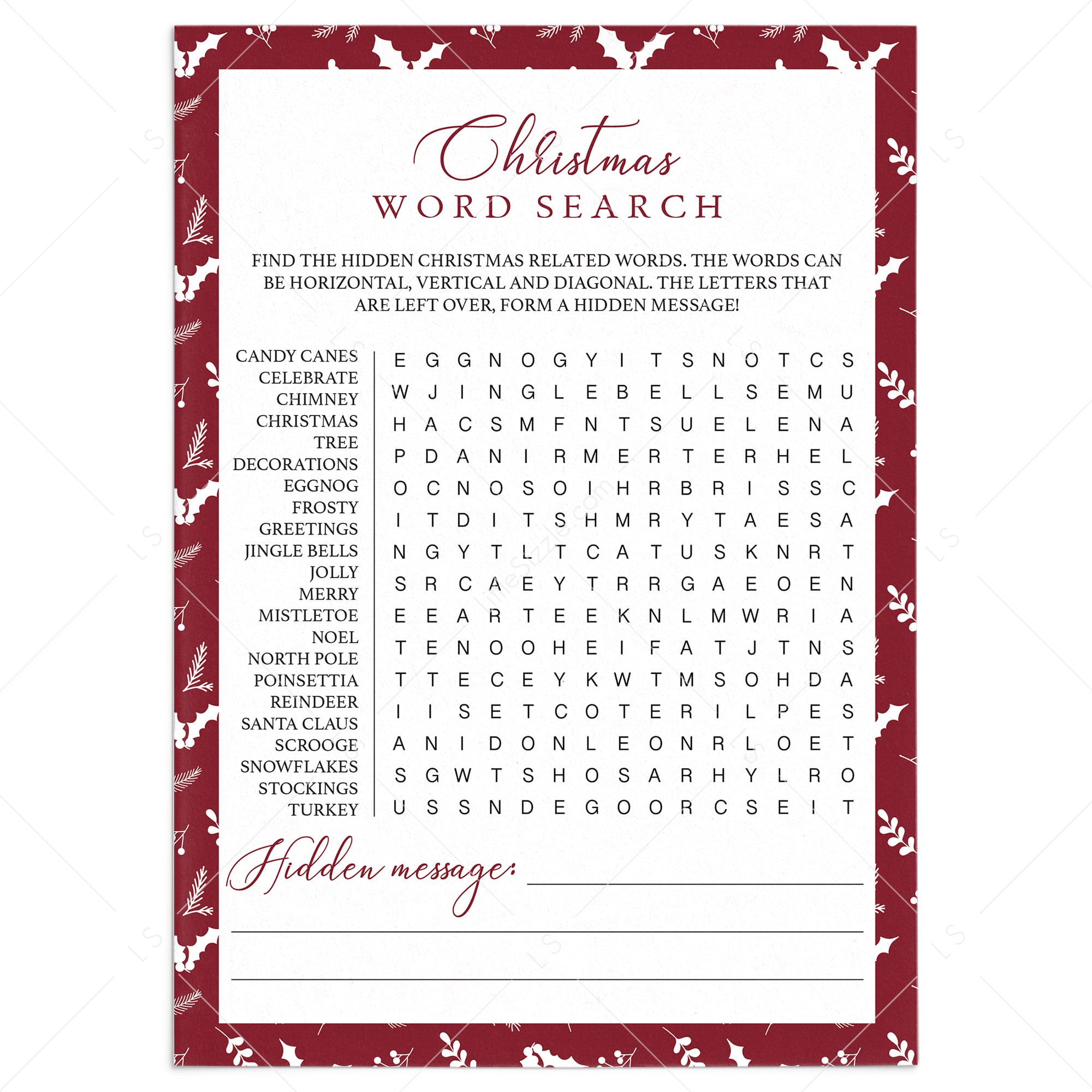 Christmas Word Search Game Download by LittleSizzle