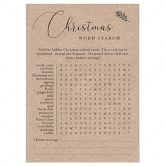 Kraft Paper Christmas Game Word Search Printable by LittleSizzle