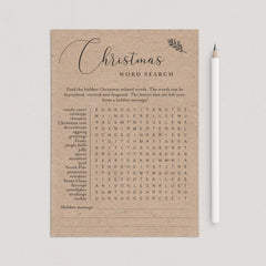 Kraft Paper Christmas Game Word Search Printable by LittleSizzle