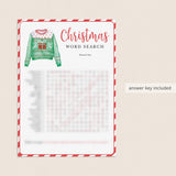 Christmas Word Find Game with Answer Key Printable
