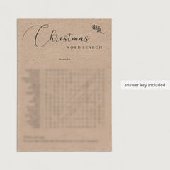 Kraft Paper Christmas Game Word Search Printable
