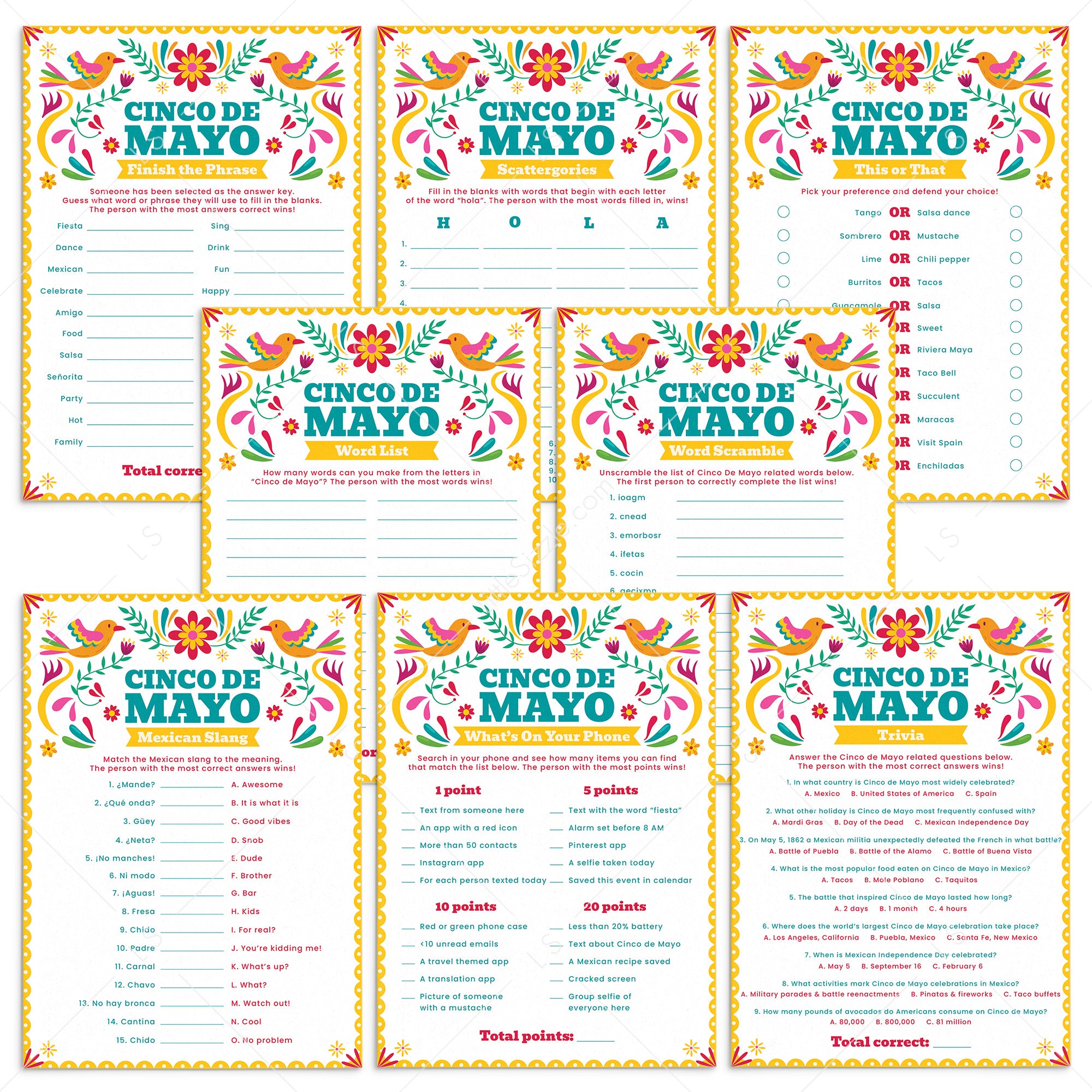 Cinco de Mayo Games for Family Printable by LittleSizzle