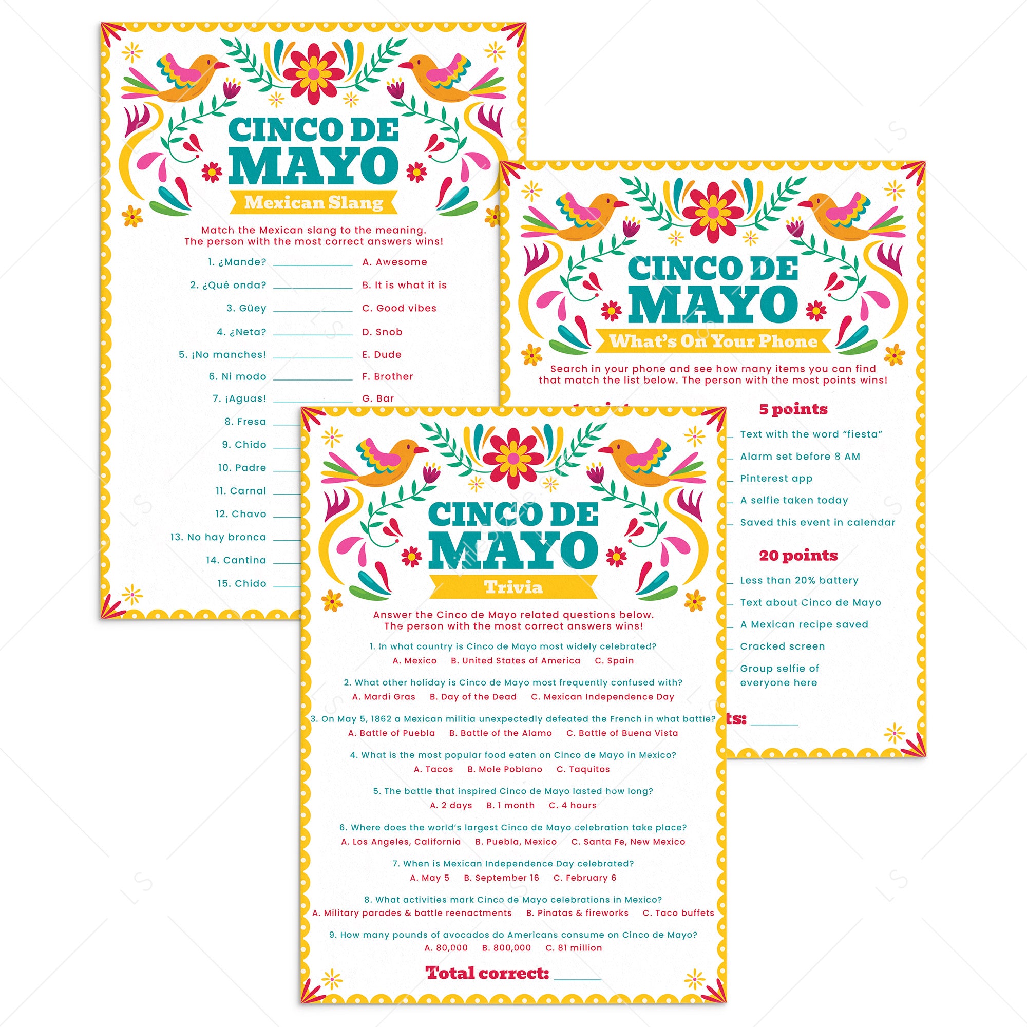 Adult Cinco de Mayo Games Bundle Printable by LittleSizzle