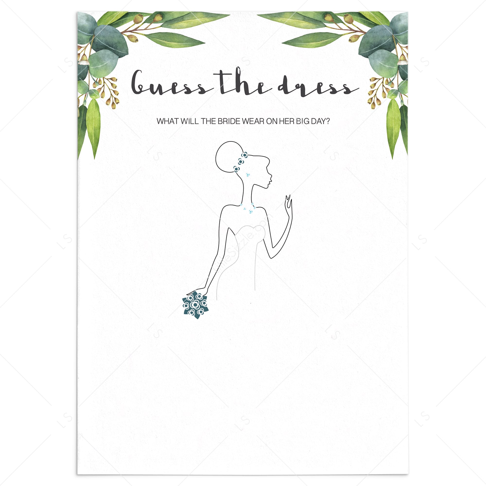 classic bridal shower game guess the dress printable by LittleSizzle