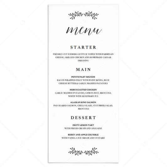Simple menu card template black and white by LittleSizzle
