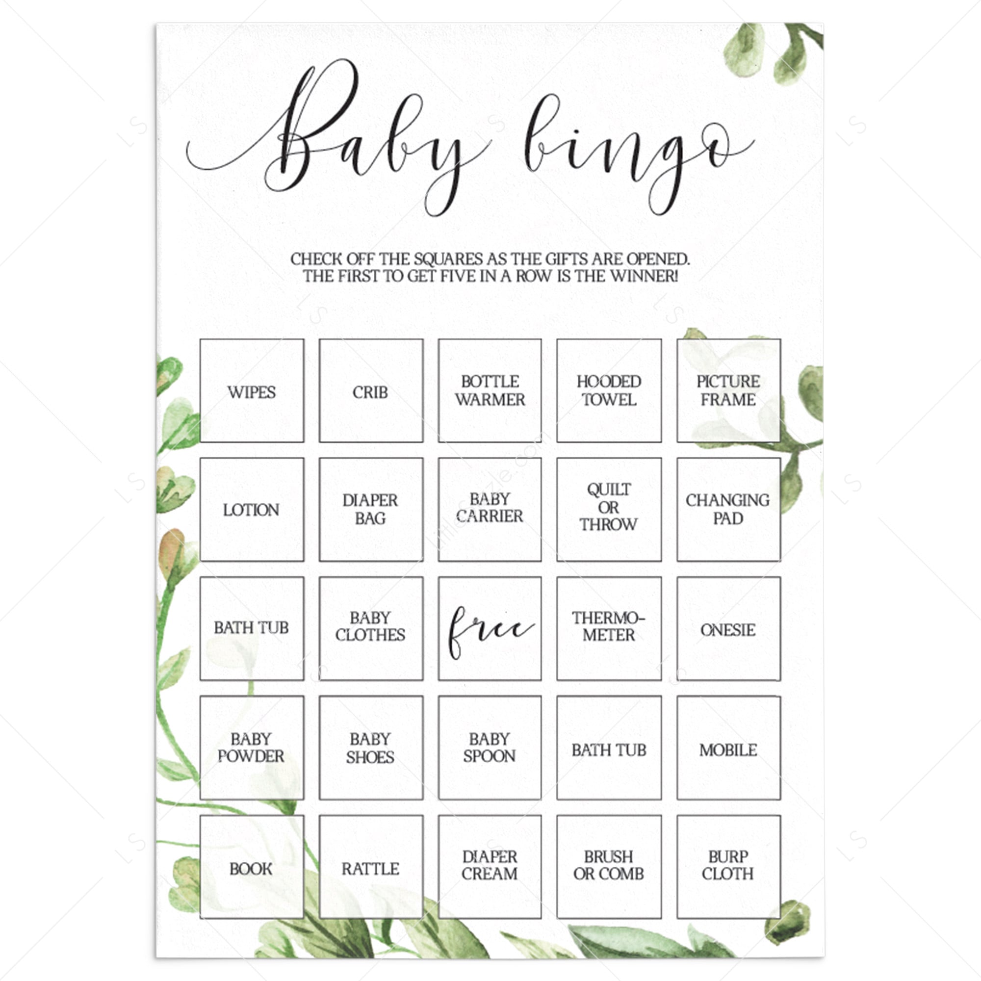 Green baby shower printable game package by LittleSizzle