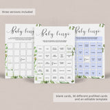 Baby bingo shower game set with blank cards, prefilled cards and a DIY template by LittleSizzle