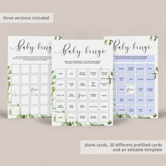 Baby bingo shower game set with blank cards, prefilled cards and a DIY template by LittleSizzle