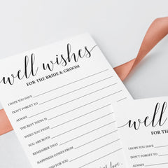 Calligraphy Wedding Well Wishes Card Printable