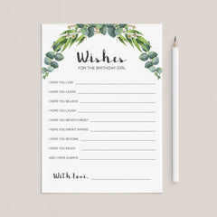 Greenery Birthday Wishes Cards For Her Printable by LittleSizzle