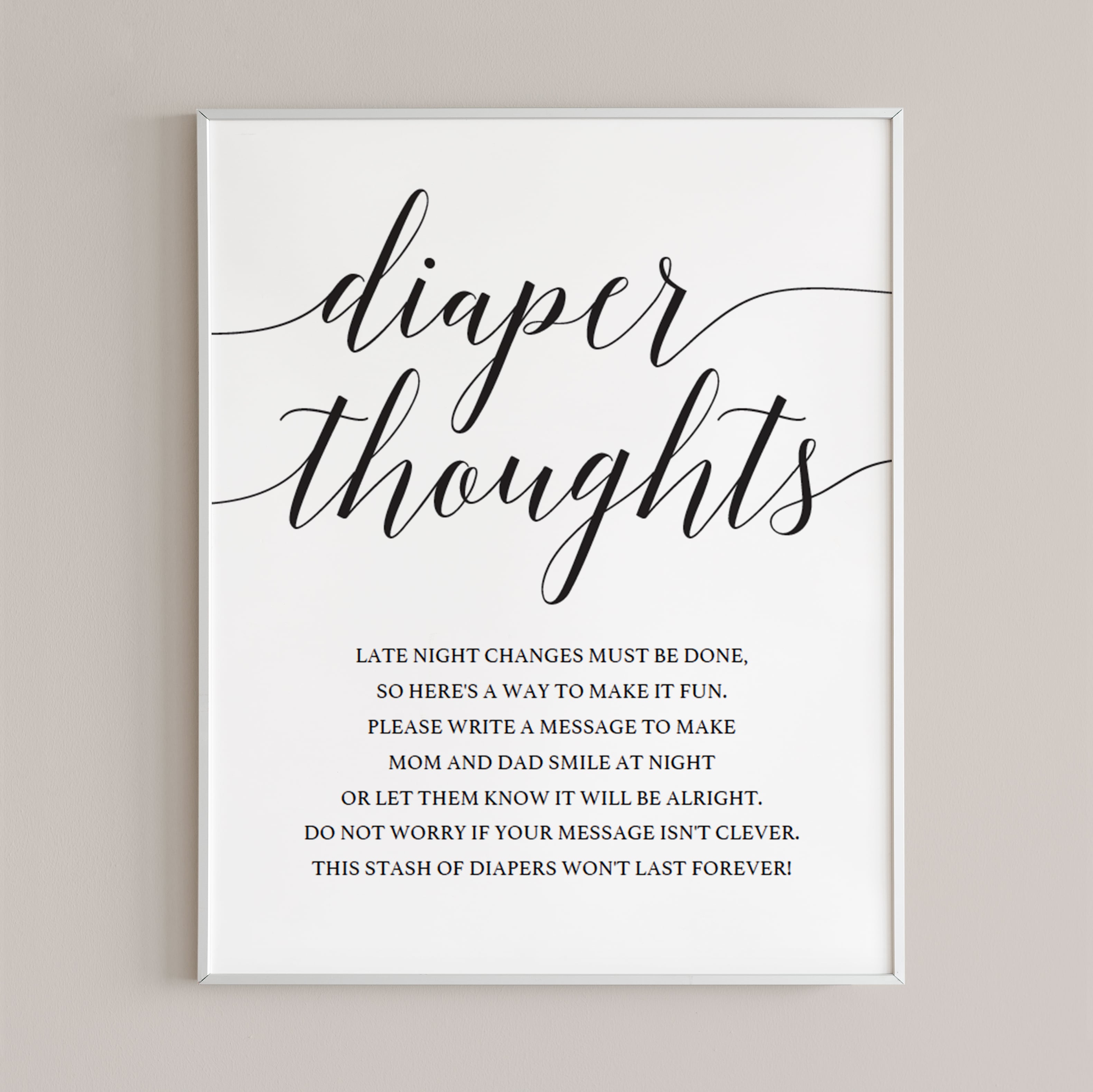 Diaper thoughts baby shower sign template by LittleSizzle